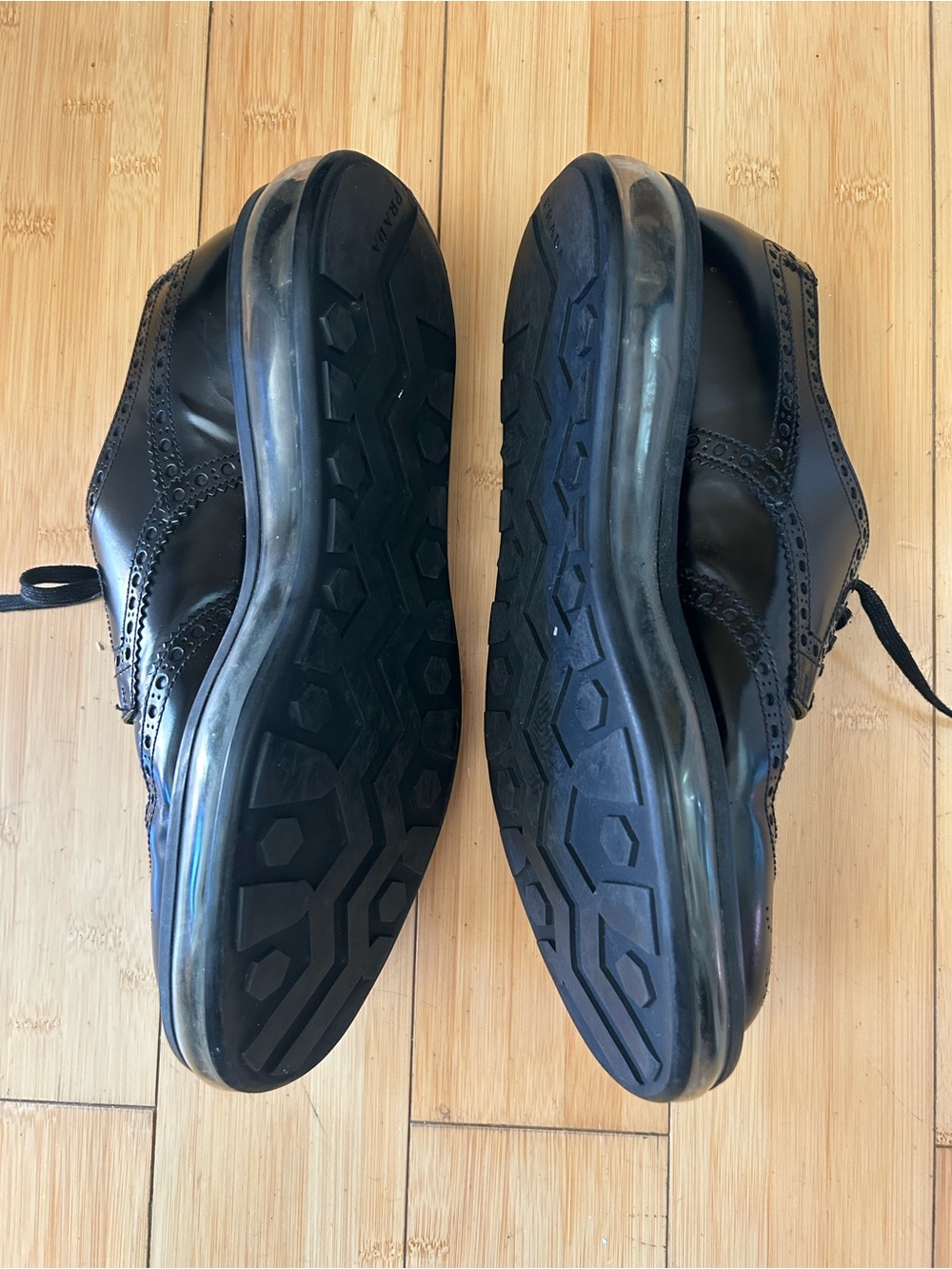 Prada Black Brogue Leather Derby with Transparent Air-Cushion Sole - Picture 4 of 9